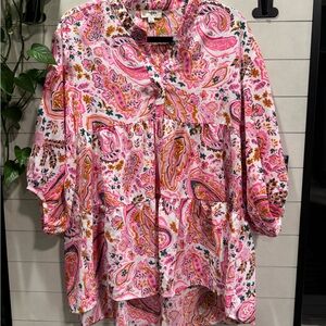 Umgee Pink Paisley Blouse